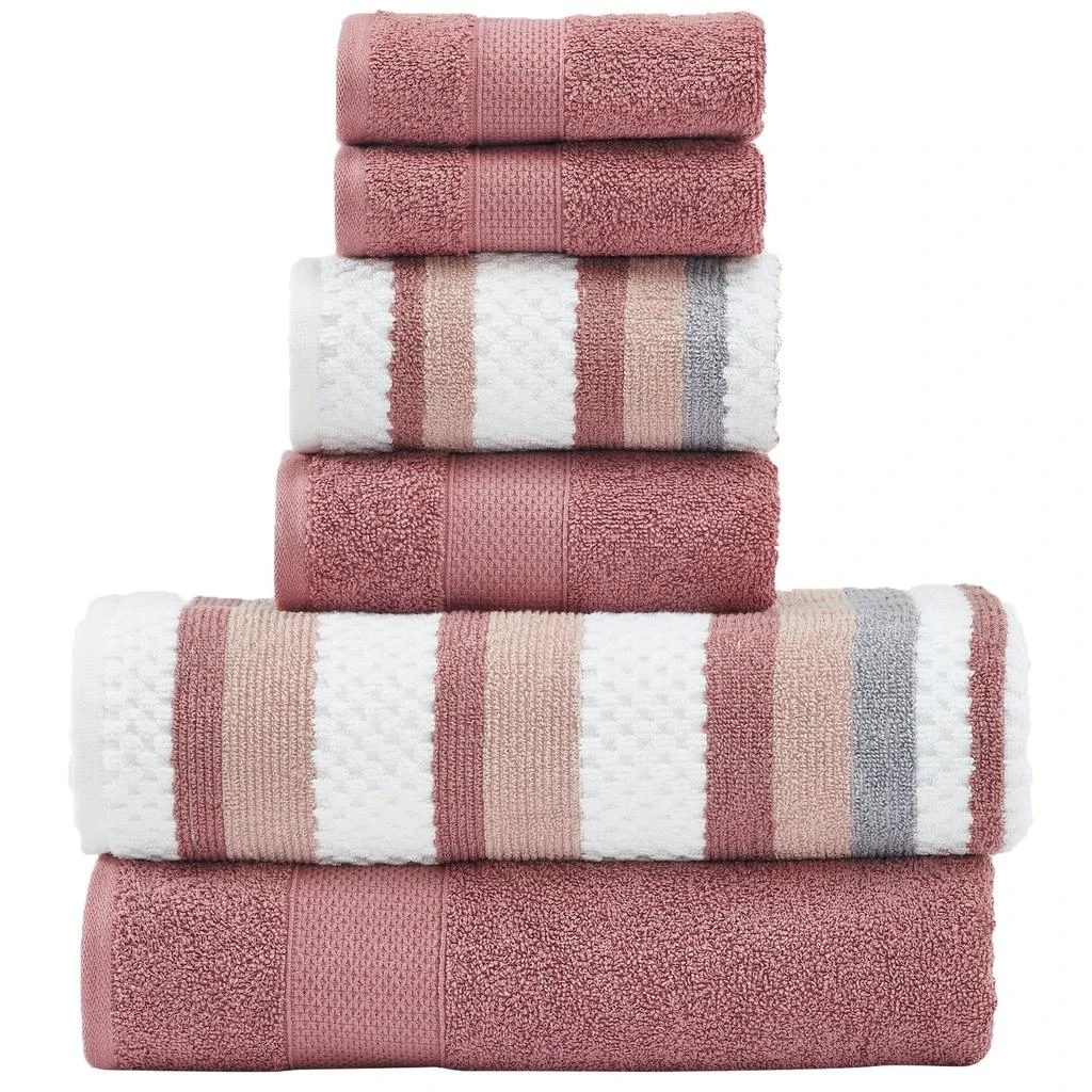 Modern Threads Pax 6-Piece Reversible Yarn Dyed Jacquard Towel Set - Bath Towels, Hand Towels, & Washcloths - Super Absorbent & Quick Dry - 100% Combed Cotton 1