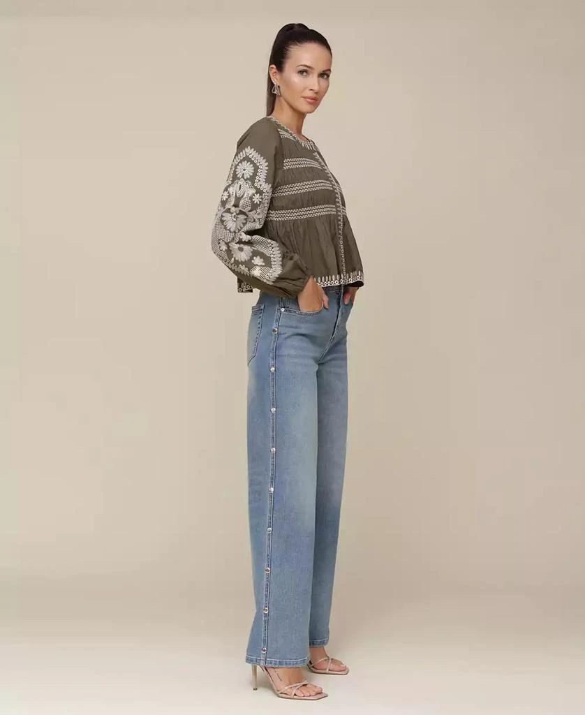 Avec Les Filles Women's Embroidered Cotton Peplum Jacket 7