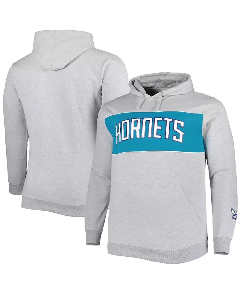 Fanatics Men's Heather Gray Charlotte Hornets Big and Tall Wordmark Pullover Hoodie 1