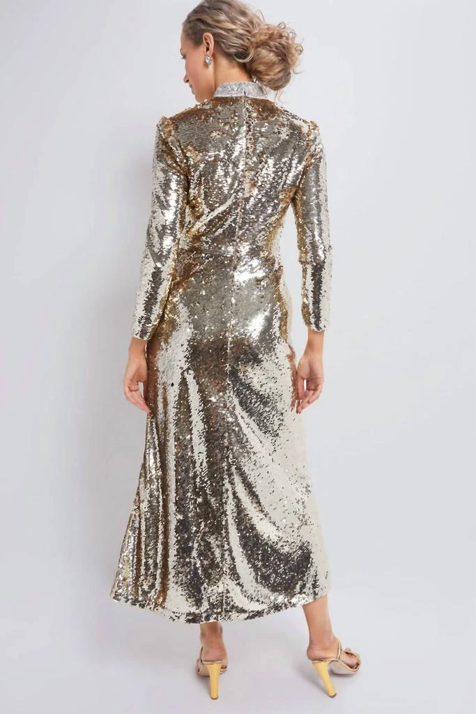 white christmas dresses Self-Portrait - Champagne Sequin Embroidered Maxi Dress main image 0