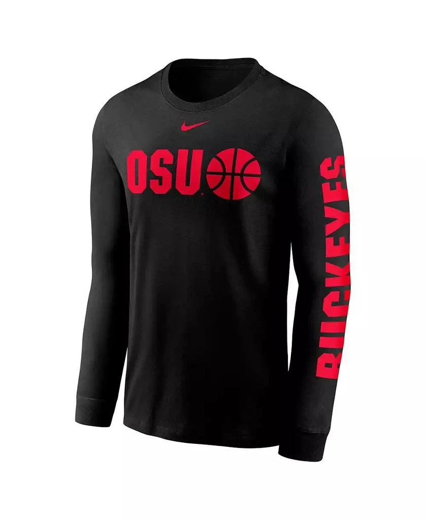 NIKE Men's Black Ohio State Buckeyes Basketball Icon Two-Hit Long Sleeve T-Shirt 2