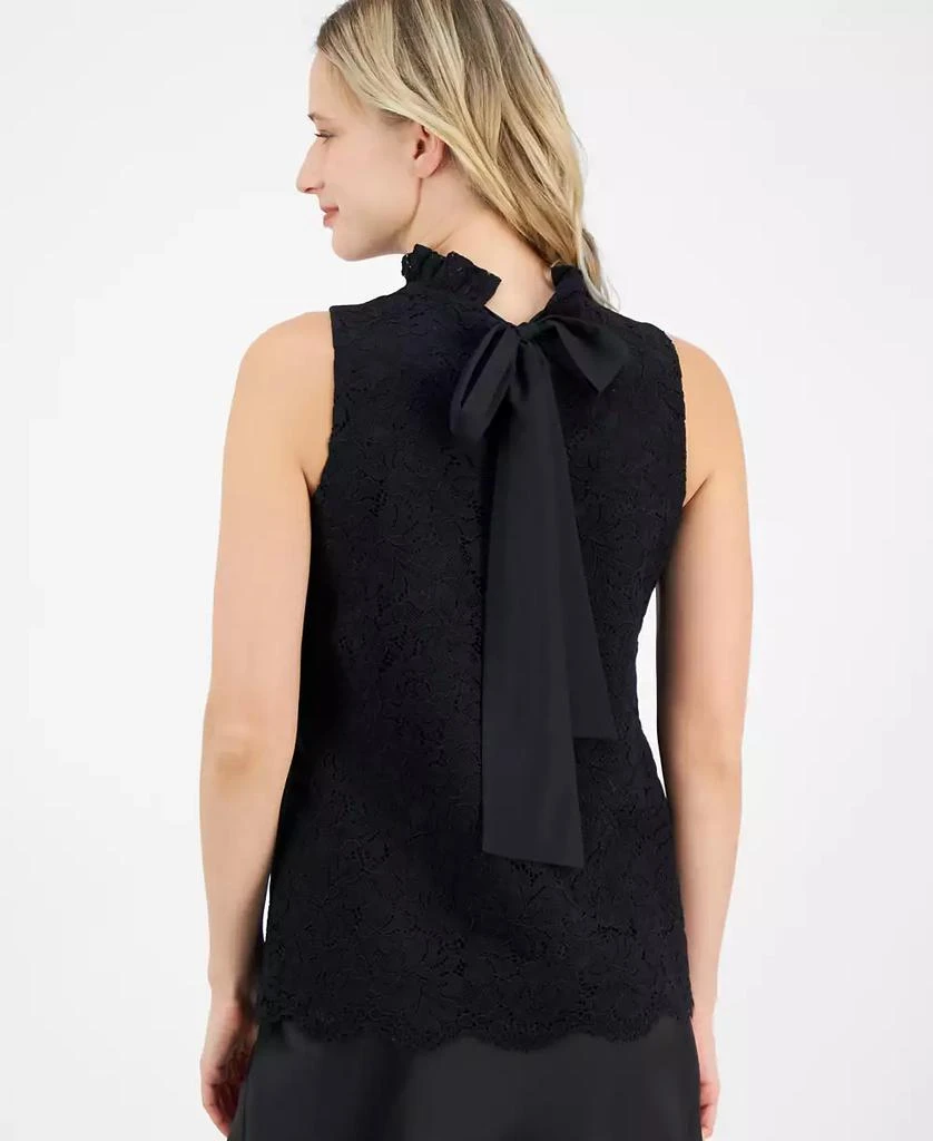 Anne Klein Women's Bow-Back Ruffled-Neck Sleeveless Lace Blouse 2