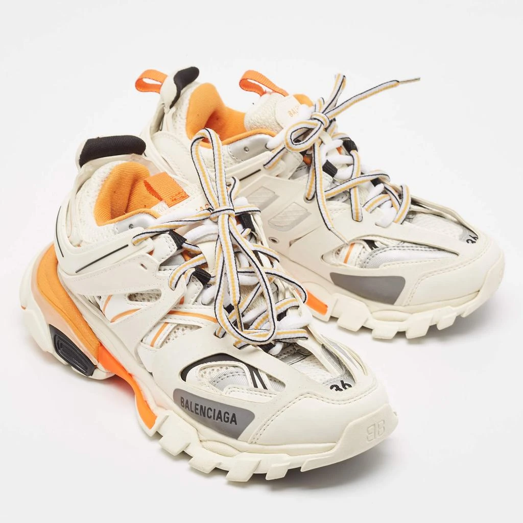 Balenciaga Balenciaga White/Orange Leather and Mesh Track Low Top Sneakers Size 36 4