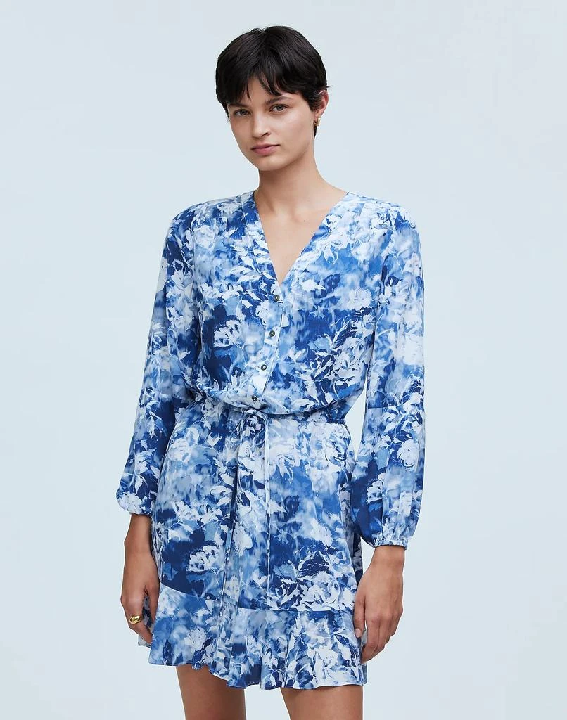 Madewell Tie-Waist Mini Shirtdress in Floral Crepe 1