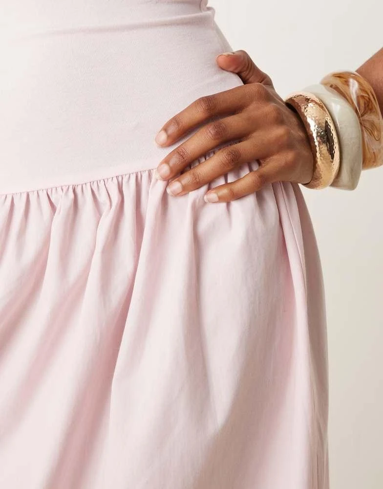 ASOS ASOS DESIGN poplin mix maxi dress with square neck in pink 4