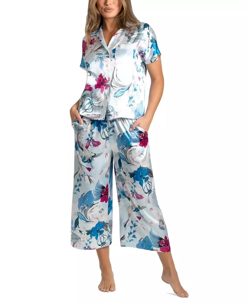 Linea Donatella Women's 2-Pc. Ayanna Cropped Satin Pajamas Set 1