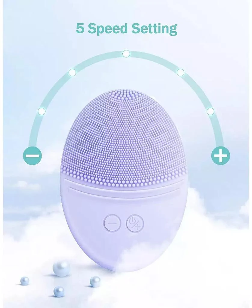 HEATDAZ Rechargeable Facial Cleansing Brush, Soft Silicone Waterproof Sonic Vibrating Face Cleaning Brush Compatible with Face Cleansers, 5 Speeds, Violet 6