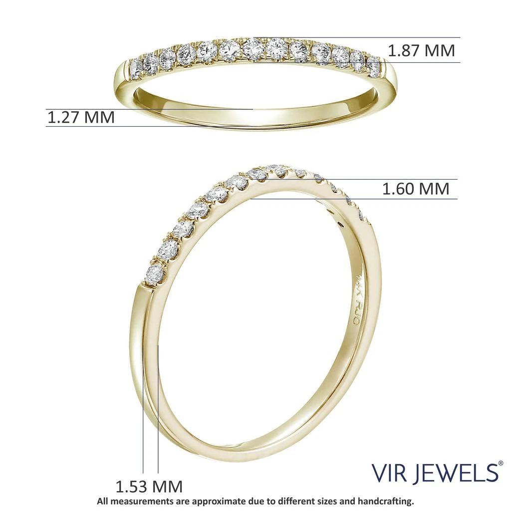 Vir Jewels 1/5 cttw Pave Diamond Wedding Band 14k White Gold Bridal Prong Set 10