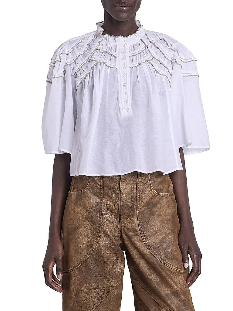 Isabel Marant Étoile Carmen Cotton-Blend Ruffle Top 3