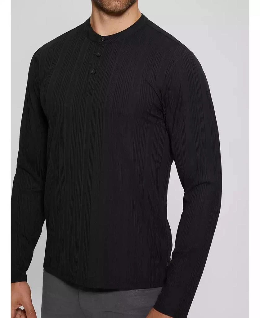 GUESS Men's Brentwood Rib Knit Henley T-shirt 3