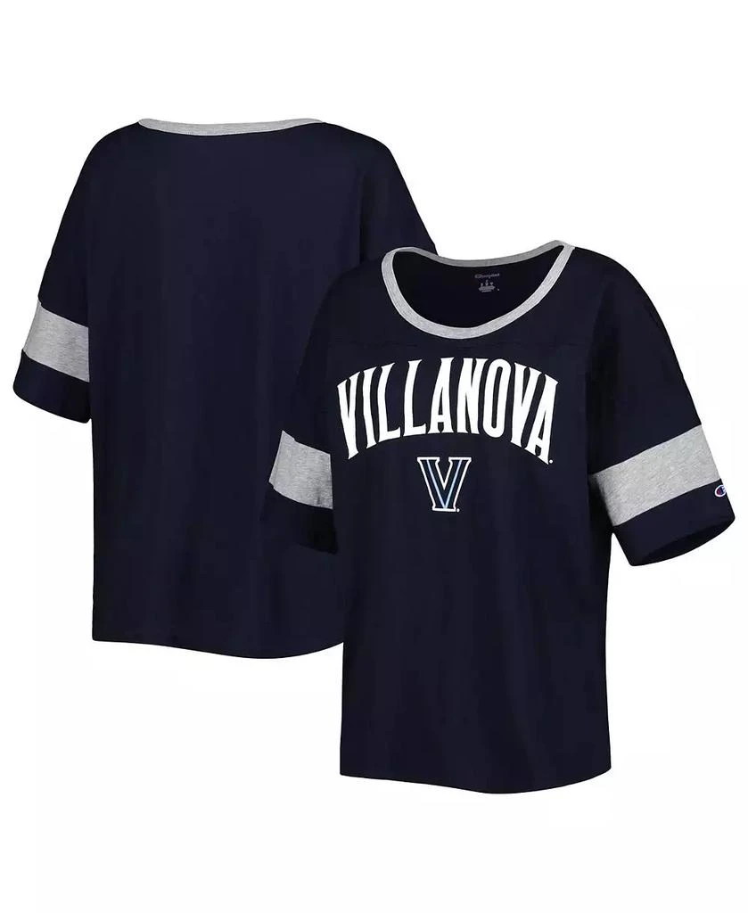 CHAMPION Women's Navy Villanova Wildcats Jumbo Arch Striped Half