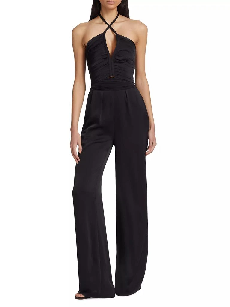 Ramy Brook Maddy Smocked Satin Wide-Leg Jumpsuit 2