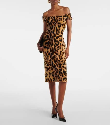 Oscar de la Renta Leopard-print off-shoulder midi dress 2