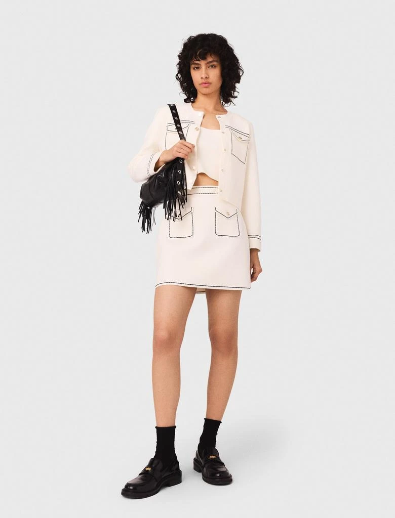 Maje Maje Woman's cotton Mini topstitched knit skirt for Fall/Winter 1