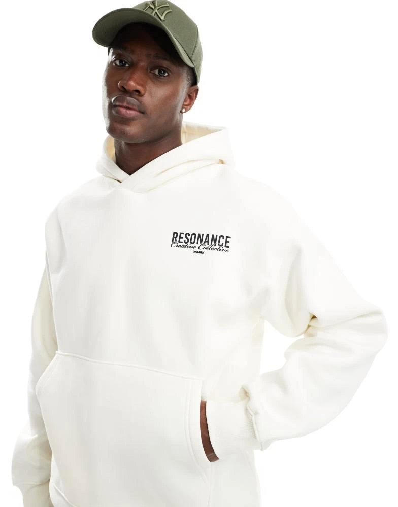 Selected Homme Selected Homme oversized hoodie in cream with text backprint 1