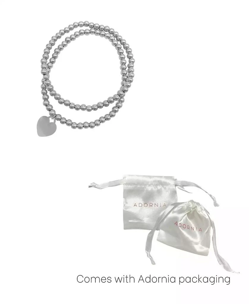 ADORNIA Tarnish Resistant Silver Set of Ball Bracelets 2