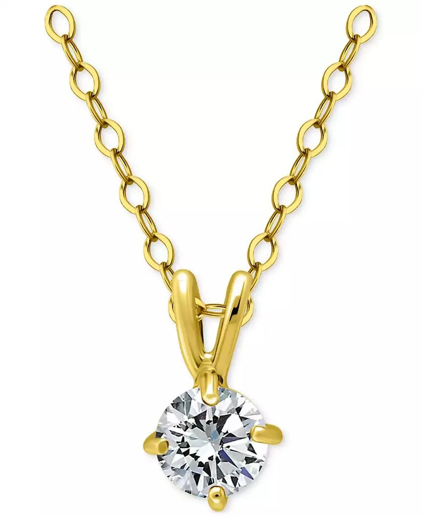 Giani Bernini Cubic Zirconia Solitaire Pendant Necklace in 18k Gold over Sterling Silver, 16" + 2" extender, Exclusively at Macy
s 7