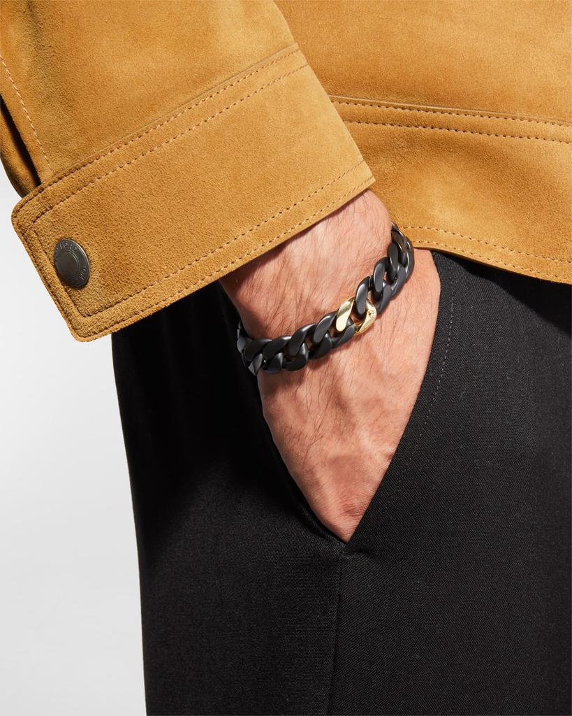 Roberto Demeglio Men's Matte Black Ceramic Link Bracelet with One Yellow Gold Link