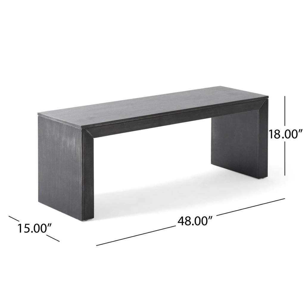 Streamdale Furniture Streamdale Acacia Wood Dining Bench, Black 2