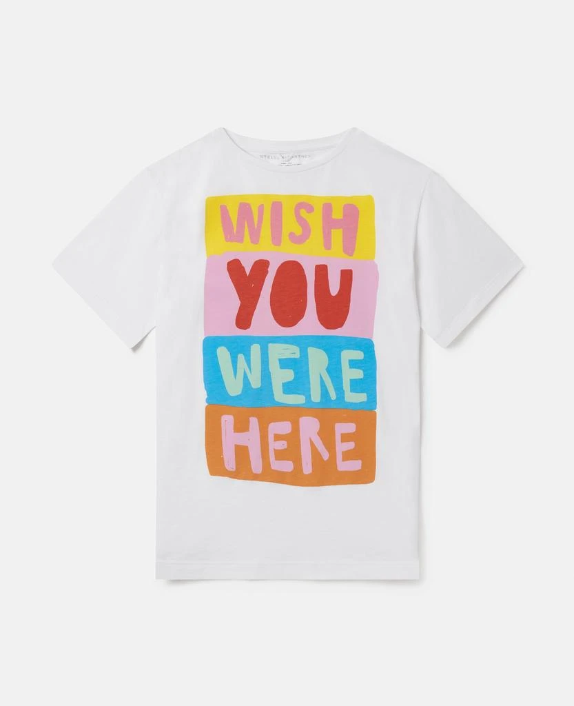 Stella McCartney Stella McCartney - Wish You Were Here Slogan T-Shirt, Woman, White, Size: 5 1