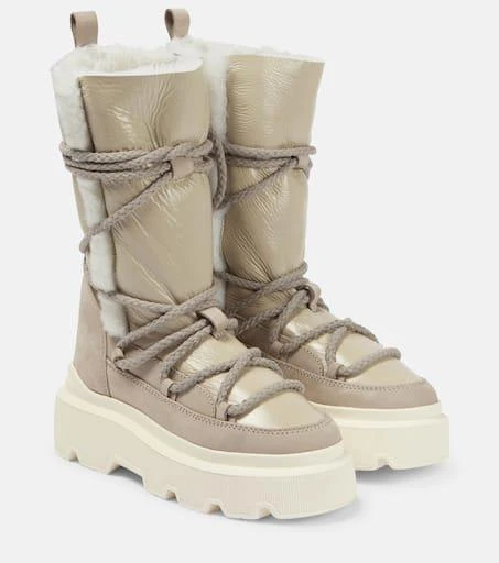 INUIKII Leather shearling-trimmed snow boots 1