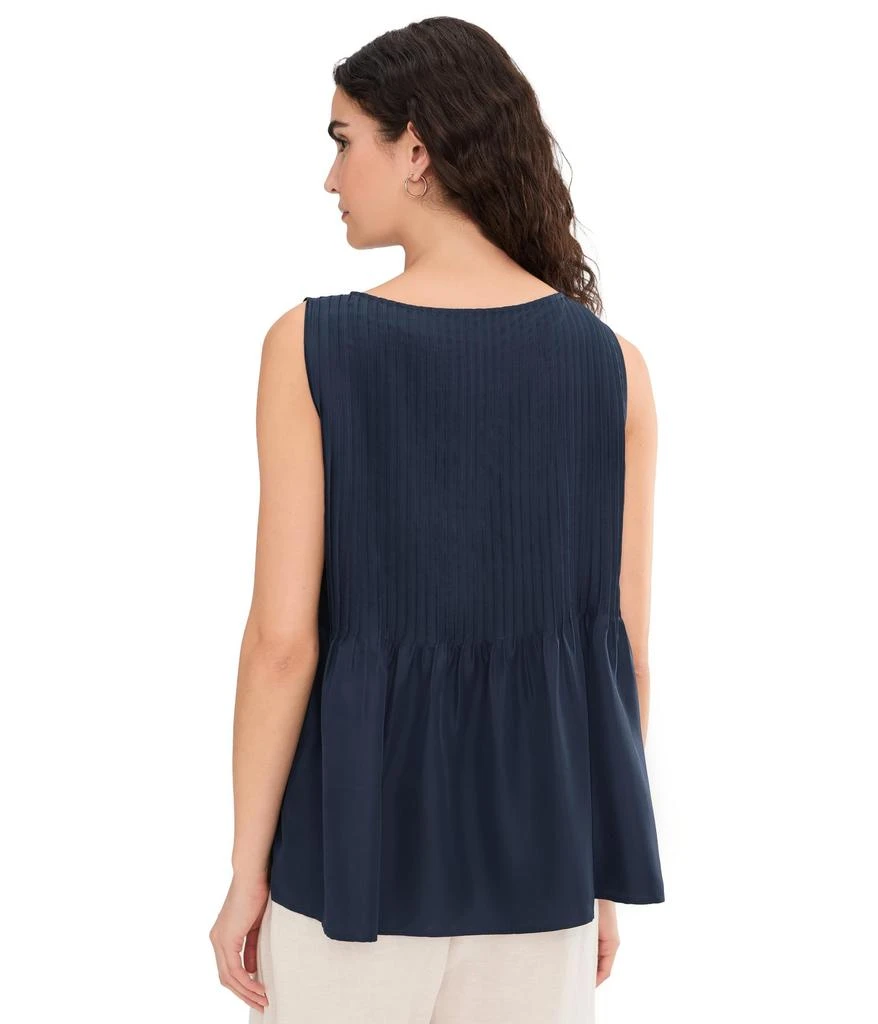 Eileen Fisher Pleated Silk Bateau Neck Shell 4