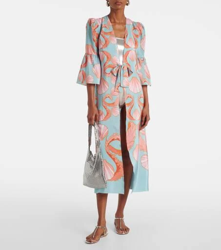 Adriana Degreas Printed gathered silk midi dress 2