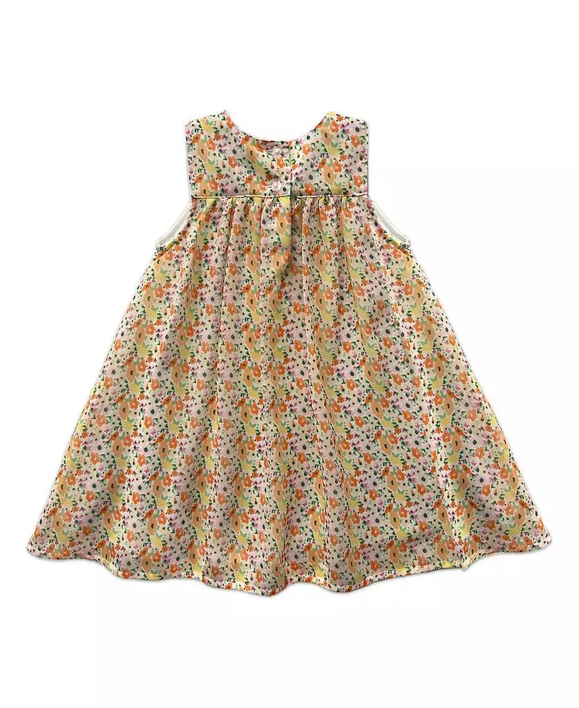 Blueberi Boulevard Baby Girls Floral Print Tent Dress and Straw Hat Set 2
