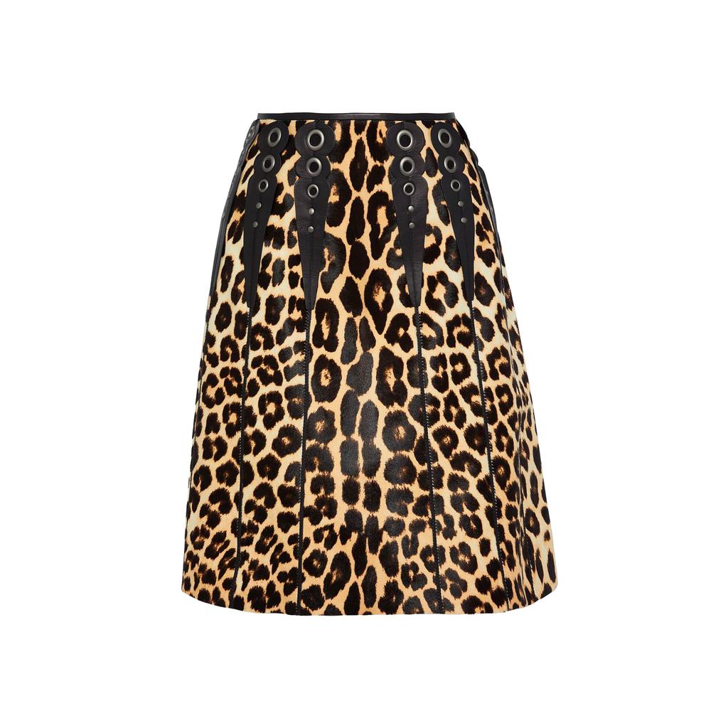 Bottega Veneta Bottega Veneta Leopard Print Calf Hair Skirt