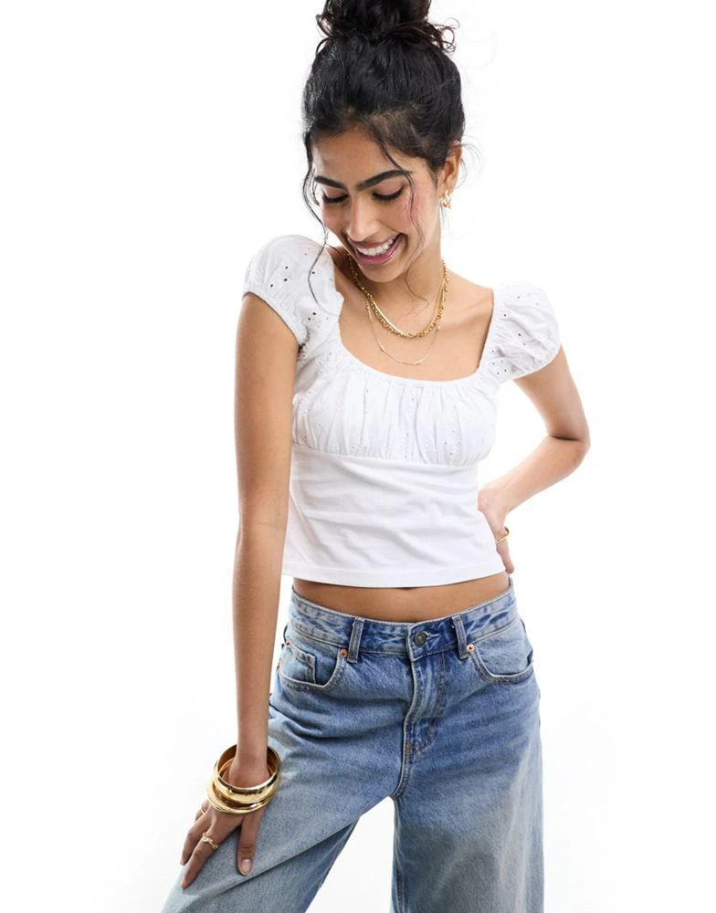 ASOS ASOS DESIGN broderie milkmaid top in white 1