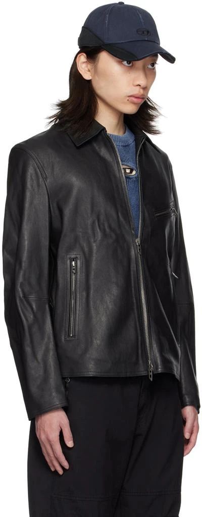 Diesel Black L-Korn-A Leather Jacket 2