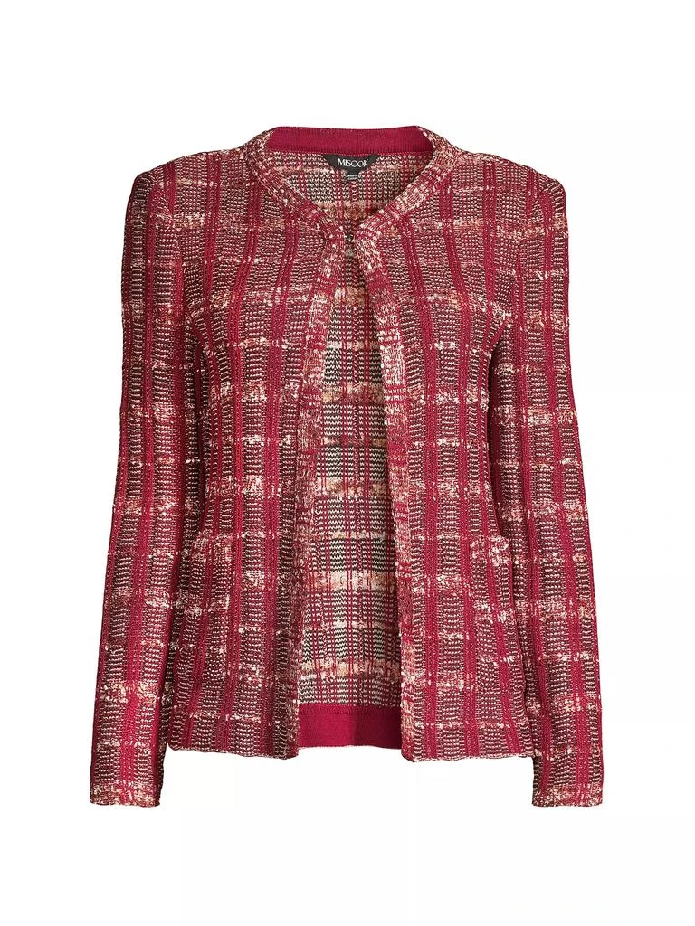 Misook Plaid Eyelash-Tweed Knit Jacket 1