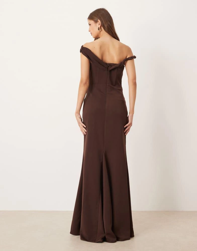 Twist Strap Corset Maxi Dress - Chocolate- Size US 10