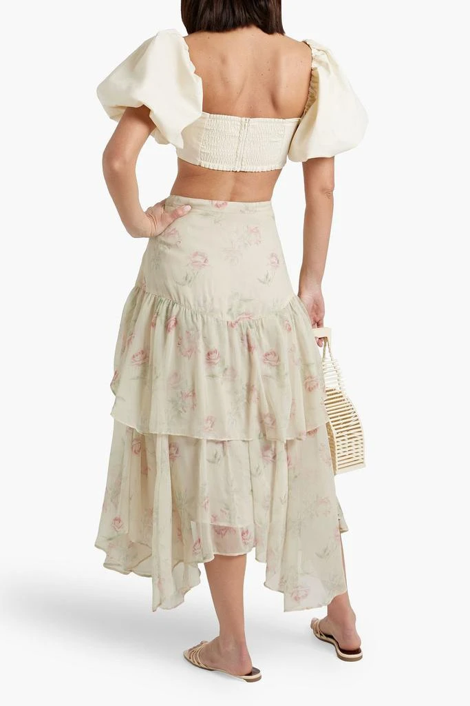 LOVESHACKFANCY Alex ruffled floral-print georgette midi skirt 3