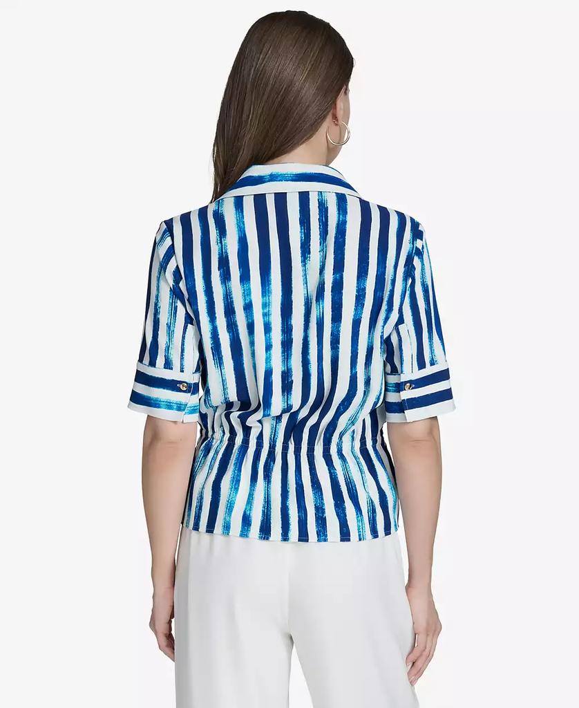 HALSTON Women's Striped Collared Button-Front Shirt