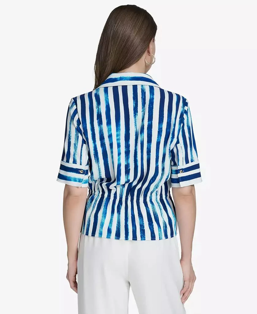 HALSTON Women's Striped Collared Button-Front Shirt 2