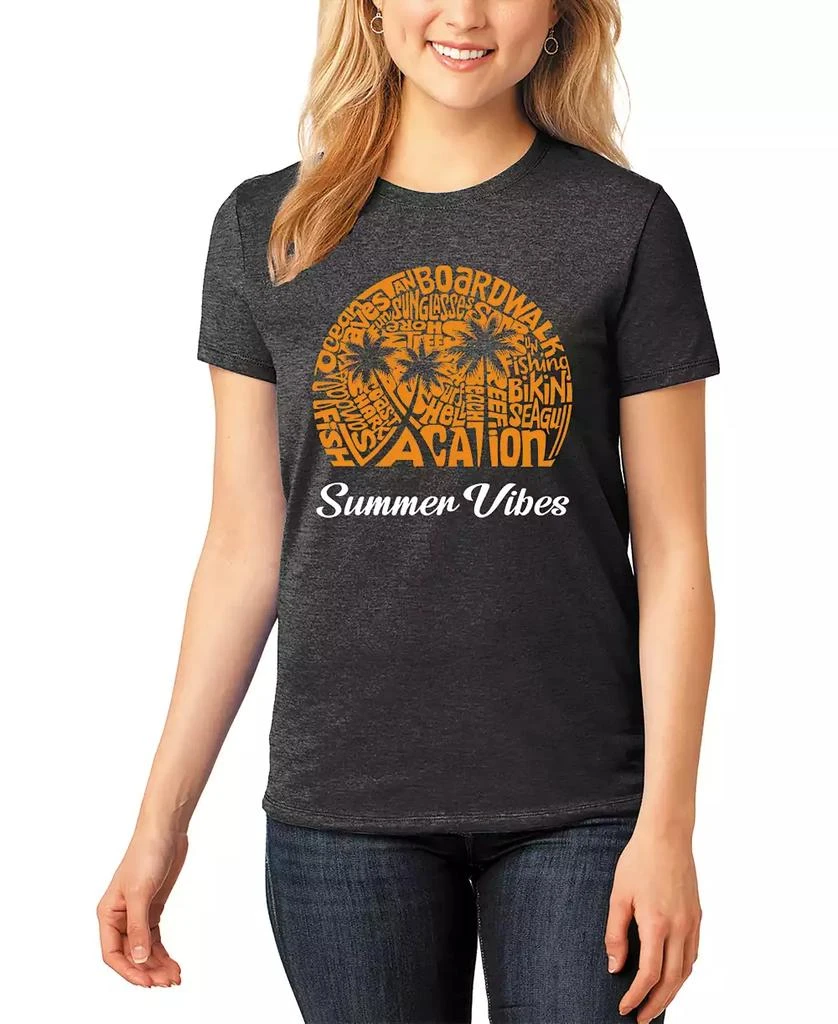 LA Pop Art Women's Summer Vibes Premium Blend Word Art T-Shirt 1