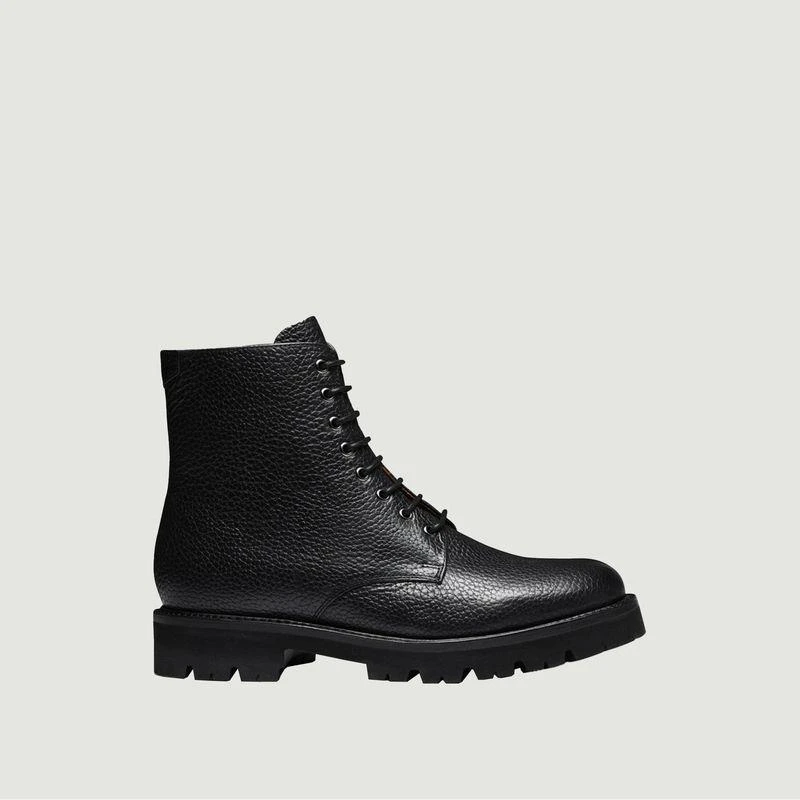 Grenson Hadley boots in hammered calf leather black grain GRENSON 1