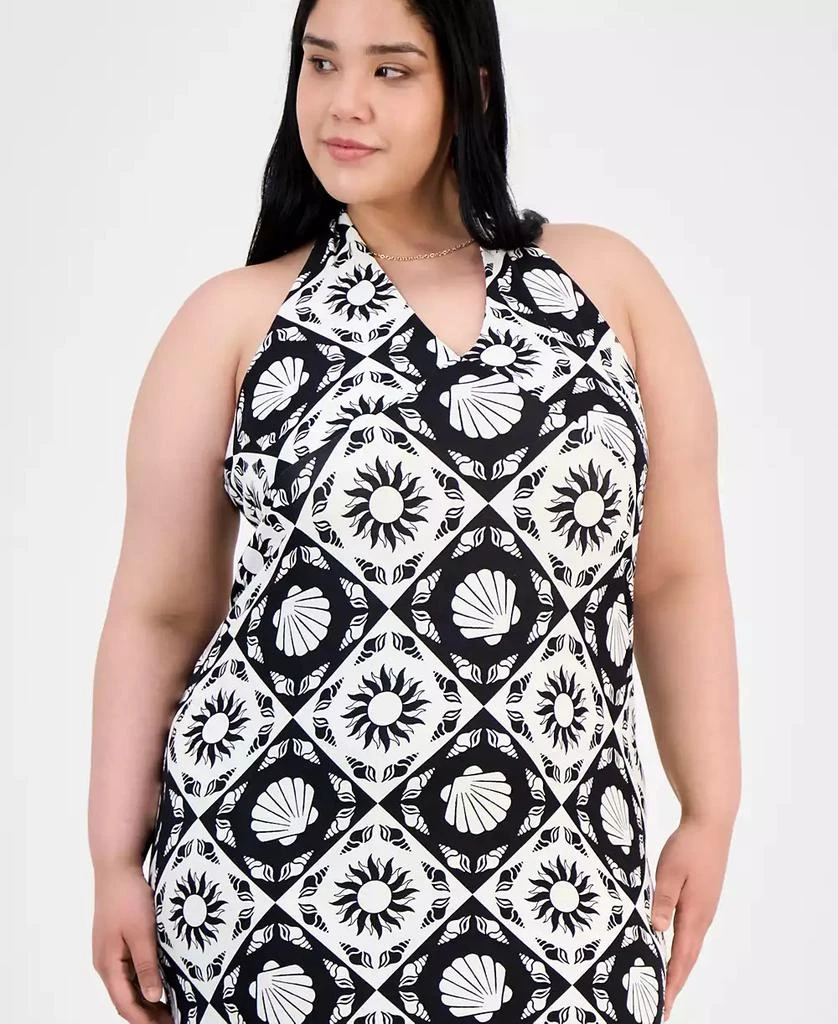 Derek Heart Trendy Plus Size Mixed-Print Halter Maxi Dress 4