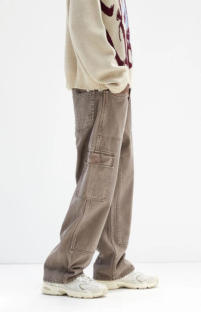 PacSun Washed Brown Baggy Carpenter Jeans 4