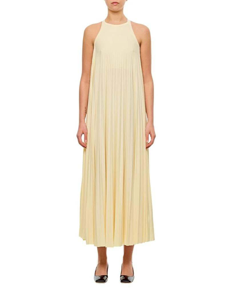 Max Mara Yellow Pleated Jersey Maxi Dress 1