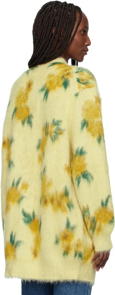 Jil Sander Yellow Mohair Silk Floral Knit Cardigan 3