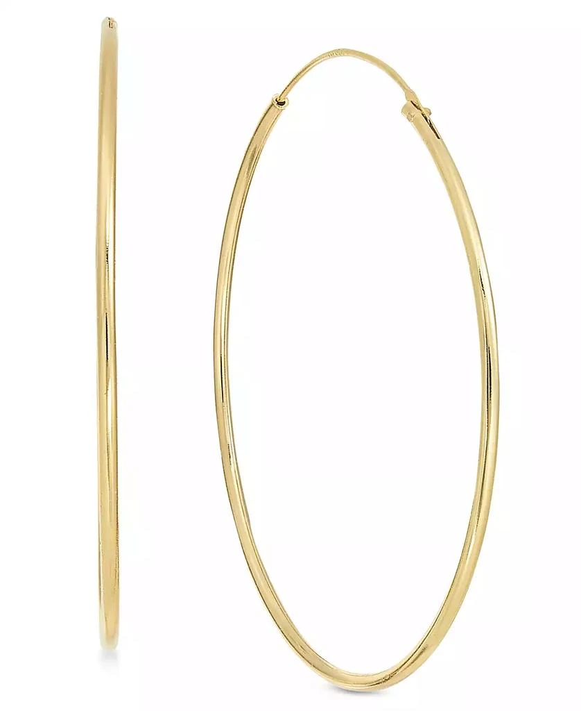 Essentials Large Silver Plated Endless Wire Medium Hoop Earrings 1