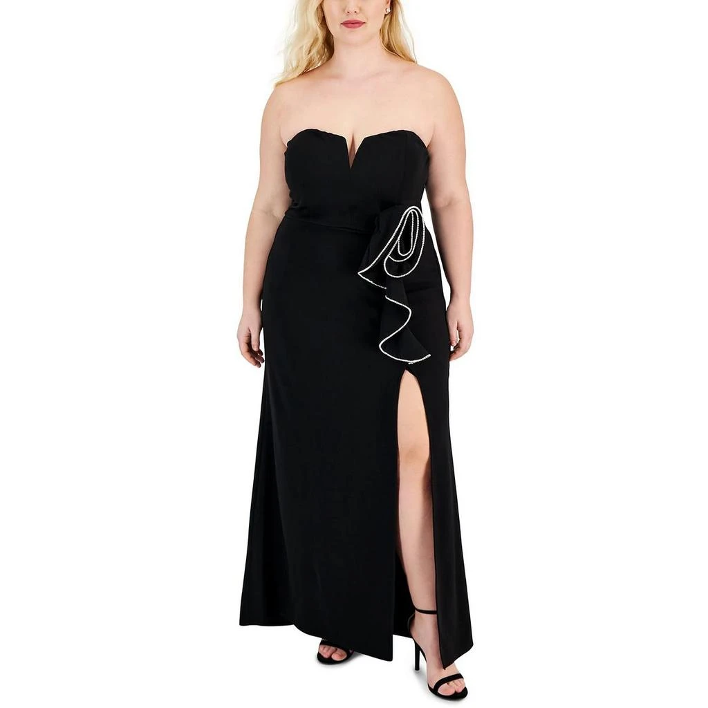 Speechless Plus Womens Knit Strapless Evening Dress 3