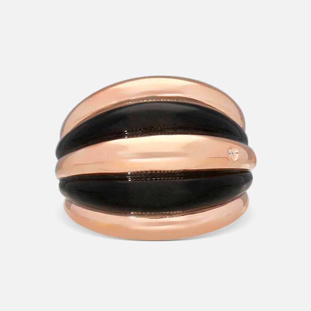 Damiani Damiani 18K Rose Gold Onyx Diamond Band Ring 20076819