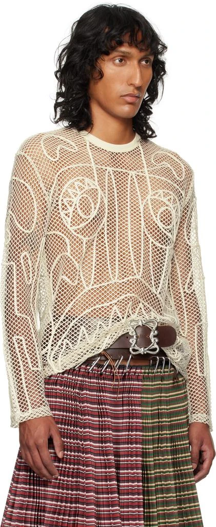 Charles Jeffrey Loverboy SSENSE Exclusive Off-White Graphic Net Long Sleeve T-shirt 2