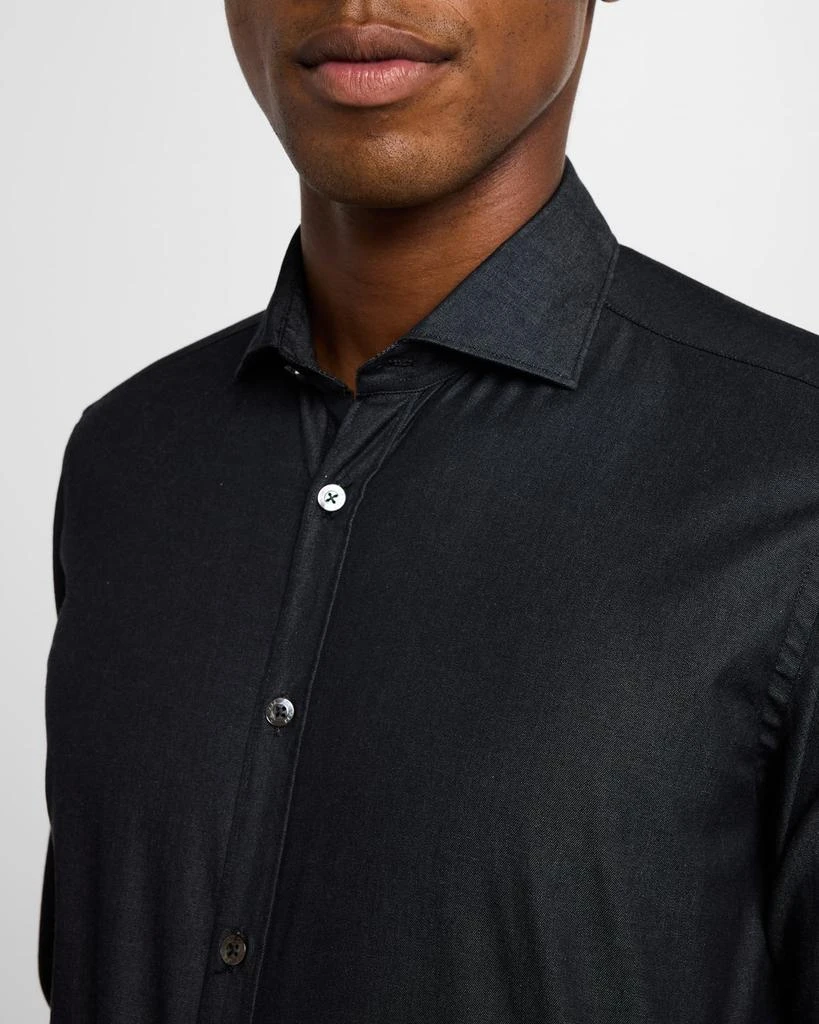 Canali Men's Solid Chambray Sport Shirt 5