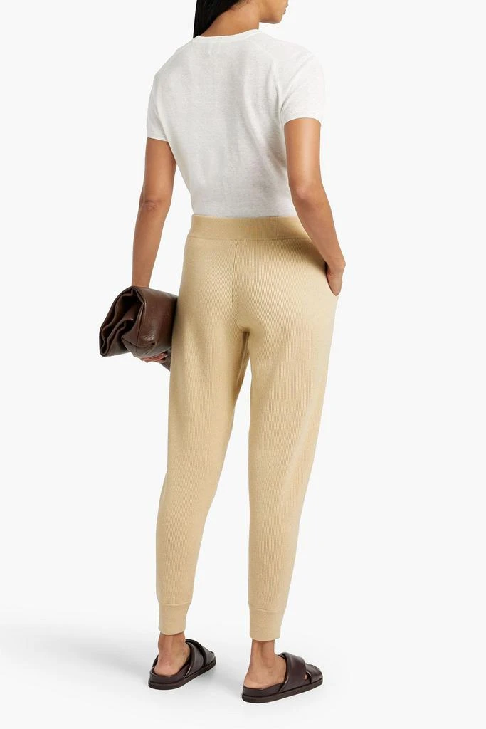 Brunello Cucinelli Bead-embellished ribbed cashmere track pants 3