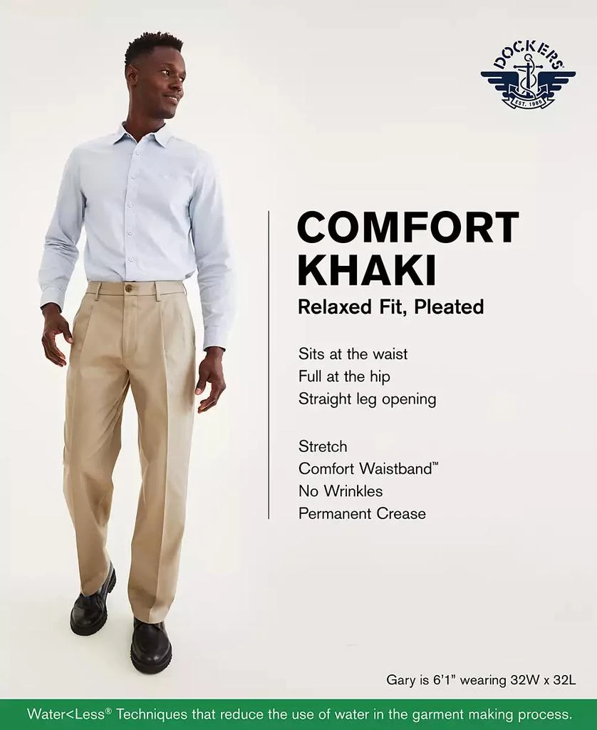 Dockers Men's Comfort Relaxed Pleated Cuffed Fit Khaki Stretch Pants 6