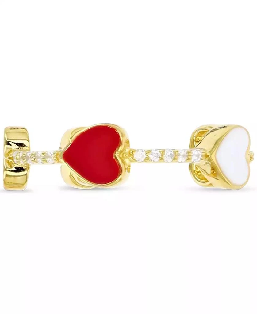 Macy's Cubic Zirconia & Red & White Enamel Polished Heart Ring in 14k Gold-Plated Sterling Silver 1